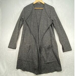 Orsay Cardigan Duster Open Front Knit Gray Long Sleeve Pockets Size‎ L - flaw